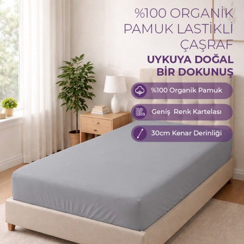 %100 Organik Pamuk Lastikli Çarşaf - Dolmabahçe Serisi
