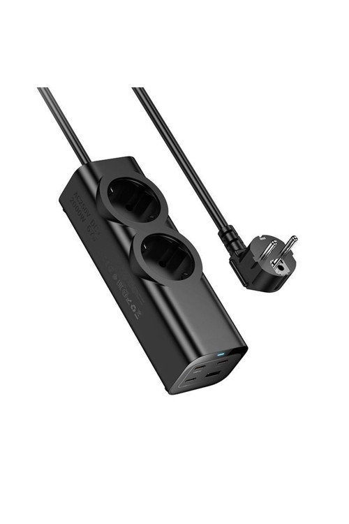 2 Priz + 4 Usb Çıkışlı Akım Korumalı Çoklu Priz | 2200W Güç, Hızlı Şarj Destekli, Kompakt Tasarım