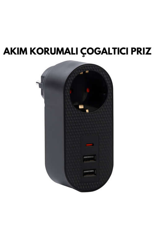 Akım Korumalı Tekli Priz 2 Usb Çıkışlı Hızlı Şarj Destekli Çoğaltıcı Priz Güvenli Ve Pratik Kullanım