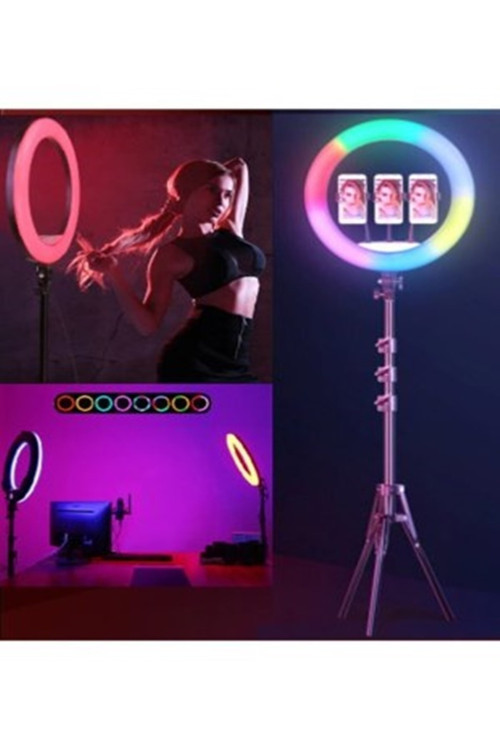 Ring Light Mega Boy 70W Rgbli Selfie Çekim Işığı Profosyonel Çantalı Kumandalı Tripodlu Makeup
