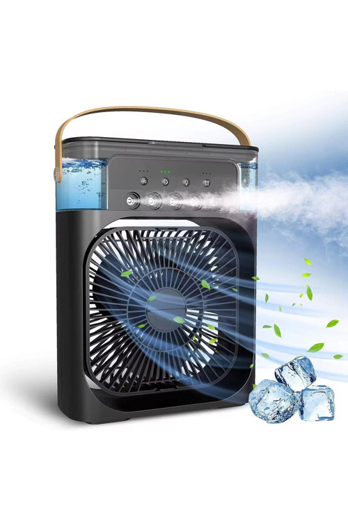 Taşınabilir Su Püskürtmeli Masa Üstü Fan 600 Ml Hazne 7 Renk Led Işık Zaman Ayarlı Buz Eklenebilir
