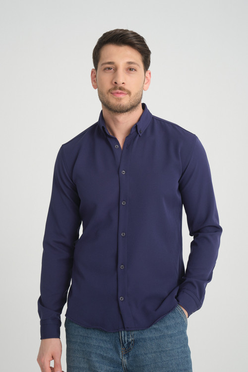 Flex Slim Fit Yumuşak Kolay Ütü Nefes Alan Erkek Gömlek