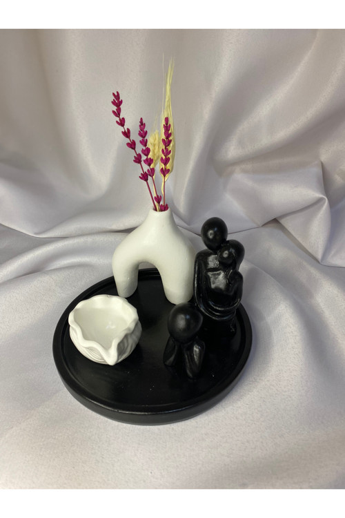 Dekoratif Biblo ve Mum 5'li Set (Siyah)