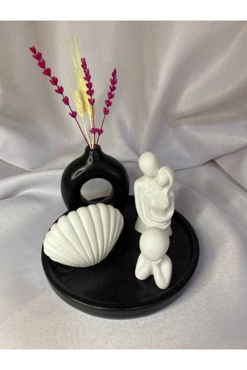 Dekoratif Biblo ve Mum 5'li Set (Siyah)