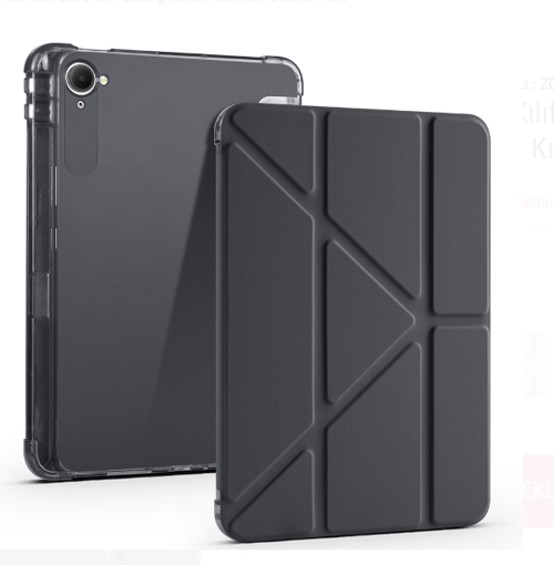 Xiaomi Pad Mini 8.8 inç ile Uyumlu Kalem Bölmeli Uyku Modlu Katlanabilir Trifolding Tablet Kılıfı