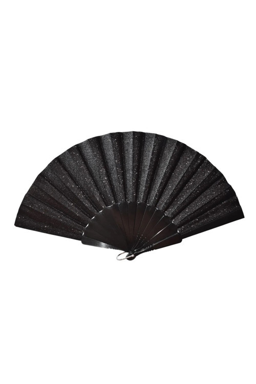Simli Tek Taraflı Yelpaze – Plastik Saplı, Işıltılı ve Şık – 23x43 cm
