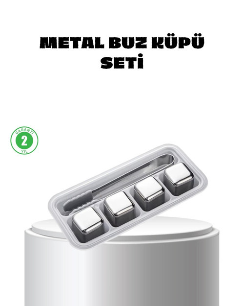 Paslanmaz Çelik Metal Buz Küpü Seti Sulandırmadan Soğutma Ve Klips Dahil