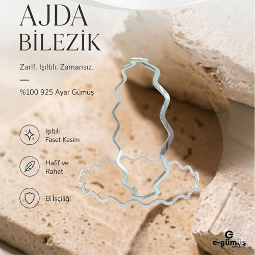 925 Ayar Gümüş Zigzag Ajda Bilezik