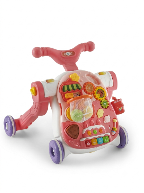 5 In 1 Multifunction Walker Pembe - Eğitici Bebek Aktivite Masası ve İlk Adım Yürüteç