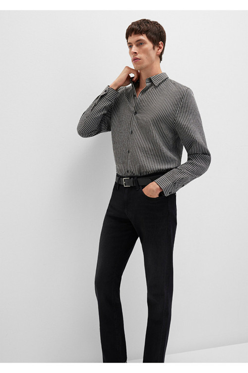 ERKEK ÇİZGİLİ GÖMLEK antrasit stripe as is 0211669-90902