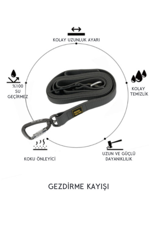 Köpek Boyun Tasmasi Waterproof Leash Gri