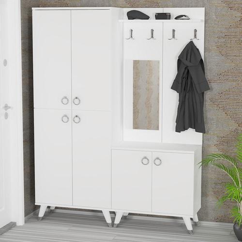Sonia - 5 - 4 Sn01 Ayakkabılık Vestiyer Portmanto Beyaz