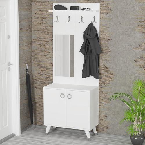 Sonia - 5 Sn01 Ayakkabılık Vestiyer Portmanto Beyaz