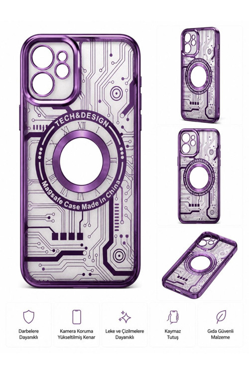 iPhone 11 UYUMLU MOR ŞEFFAF RENKLİ KILIF
