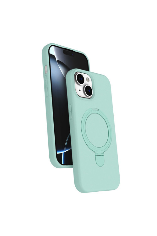 APPLE IPHONE 13 UYUMLU SU YEŞİLİ STANDLI MAGSAFELİ SİLİKON KILIF