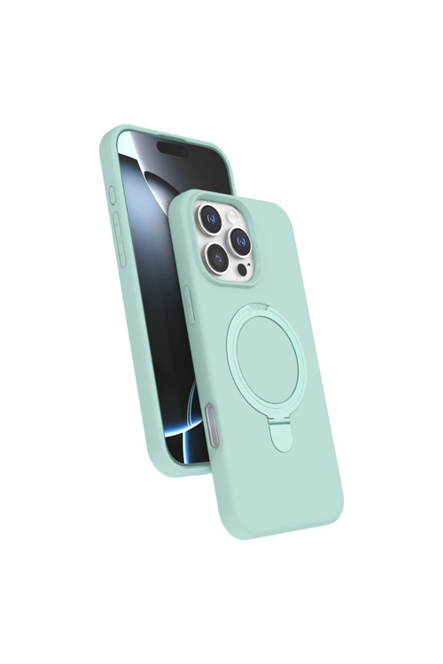 APPLE IPHONE 16 PRO UYUMLU SU YEŞİLİ STANDLI MAGSAFELİ SİLİKON KILIF