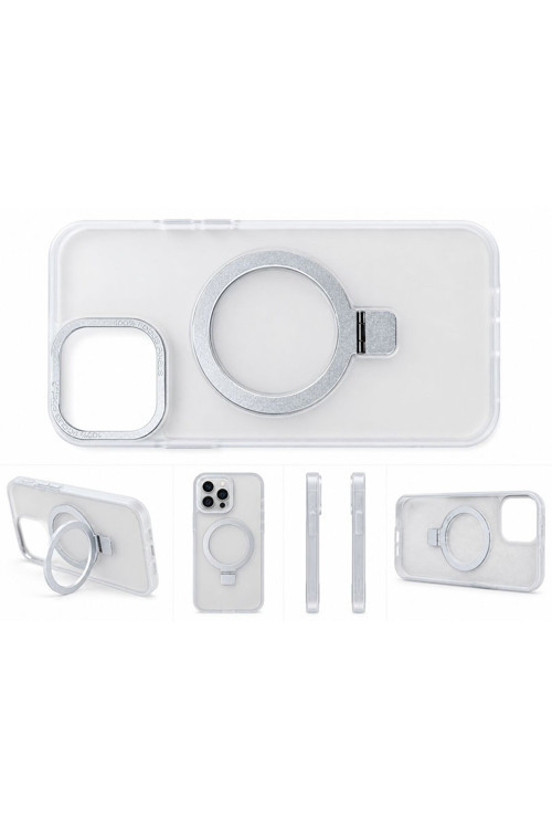 iPhone 13 Pro Max UYUMLU BEYAZ ŞEFFAF STANDLI MAGSAFE DESTEKLİ KILIF