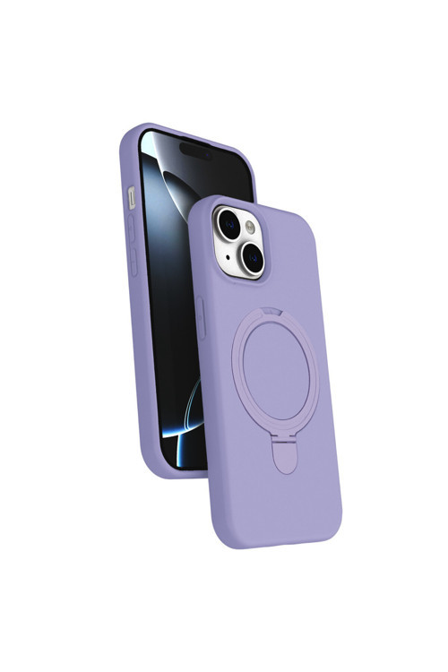 APPLE IPHONE 13 UYUMLU LİLA STANDLI MAGSAFELİ SİLİKON KILIF
