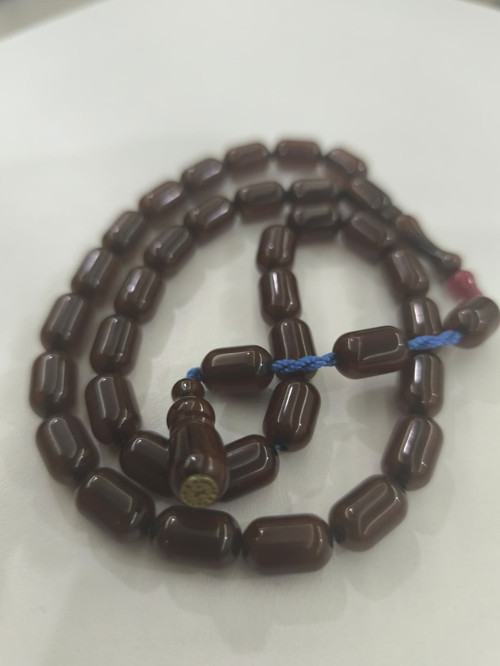 Zeyzun Usta İmzalı Sıkma Kehribar Tespih 9x13 mm Kapsül Kesim