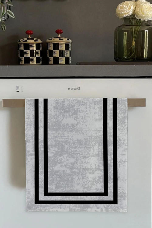 Gri Çerçeveli Fırın Mutfak Havlusu 30x50cm