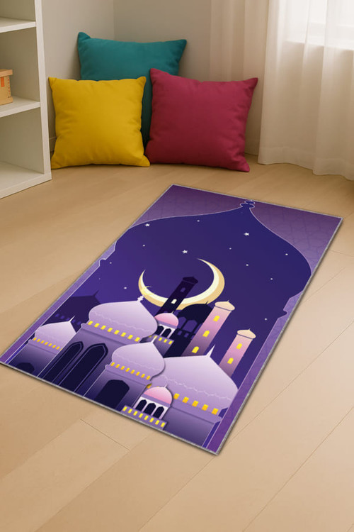 Mor Cami Temalı Unisex Çocuk Seccadesi CS07