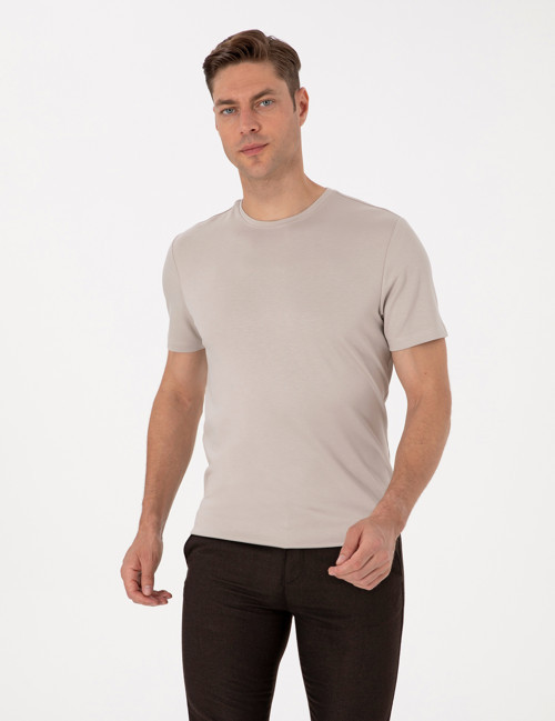 Taş Regular Fit Kalın Dokulu Bisiklet Yaka Basic Tişört 50318130-VR049