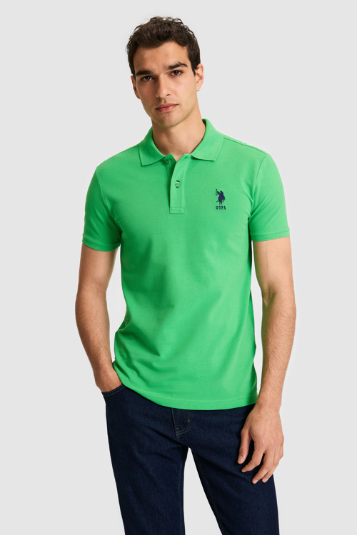 Erkek Slim Fit Polo Yaka Açık Yeşil Basic Tişört 50326920-VR092