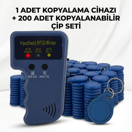 Marelli kopyalanabilen 125 khz mavi çip keyfob, anahtarlık 200 adet + kart çip kopyalama cihazı