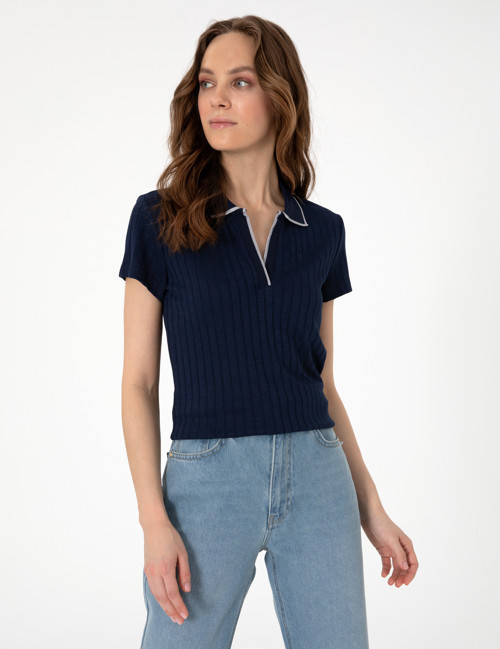 Lacivert Slim Fit Basic Tişört 50306039-VR033