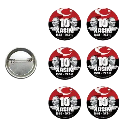 10 Kasım Atatürk'ü anma yaka çanta rozeti 6 li