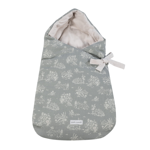 Hood Toile de Jouy Kundak Bebek Battaniye Forest
