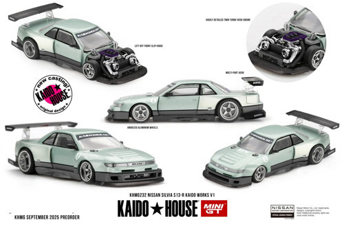 Kaido House Mini GT Nissan Silvia S13-R Kaido Works V1 KHMG232 1:64 Diecast Model Araba