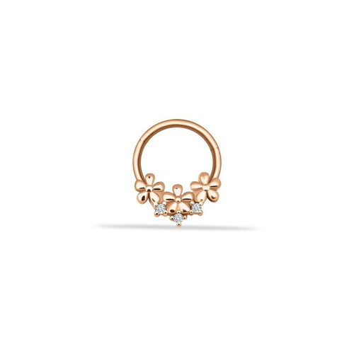Taşlı Üç Çiçek Motifli Helix Piercing