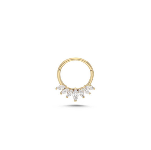 Beyaz Sıra Taşlı Helix Piercing 10mm