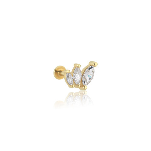 Oval Taşlı Butterfly Tragus Piercing