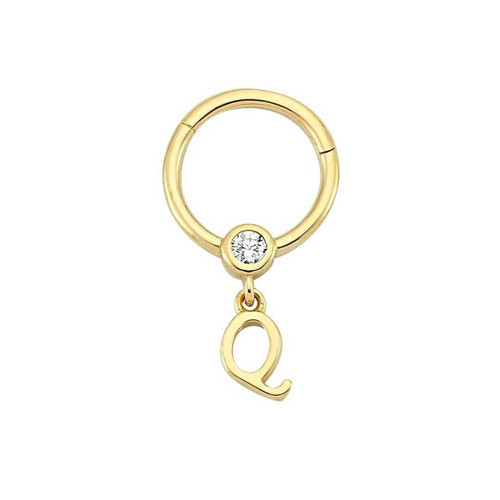 Taşlı Q Harfi Sallantılı Helix Piercing