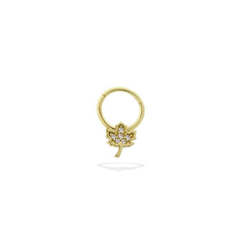 Taşlı Yaprak Motifli Helix Piercing