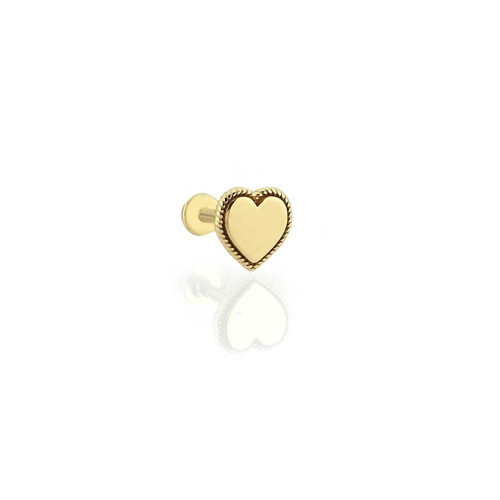 İşleme Detaylı Minimal Kalp Desen Tragus Piercing