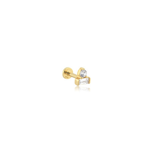 White Baget Dot Tragus Piercing