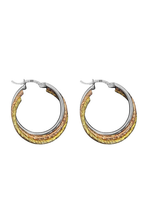 18K Rose-Gold Kaplama Şarnel Gümüş Halka Küpe 2.5X2.5Cm