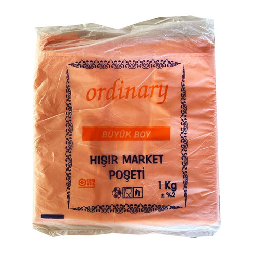 Turuncu Market Poşeti Torbası - Hışır Atlet Poşet - Büyük Boy - 30 x 60 Cm. - 1 Kg.