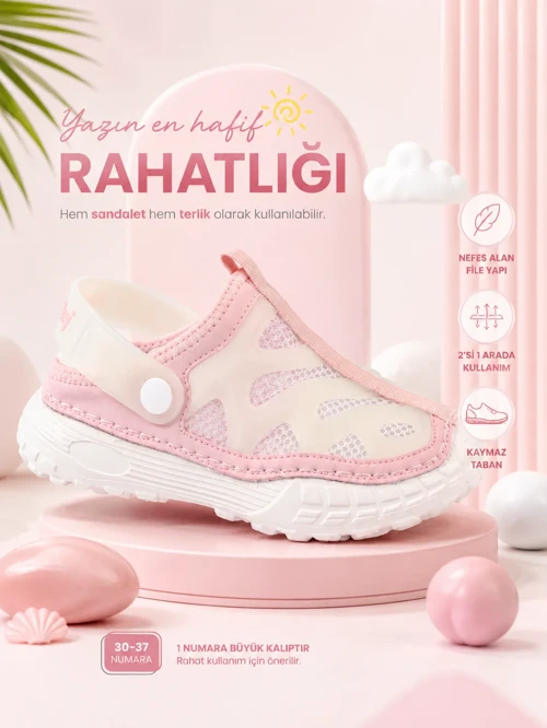 YAZLIK SPOR SANDALET TERLİK FİLELİ OUTDOOR GÜNLÜK RAHAT MODEL