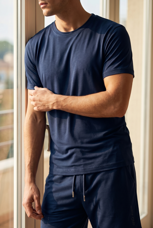 Erkek Modal Kısa Kollu Lacivert T-shirt