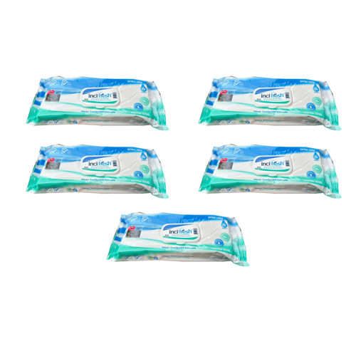 Islak Vücut Temizleme Havlusu Mendil - Vitamin E + B5 - Parabensiz - 50 Adetlik 5 Paket