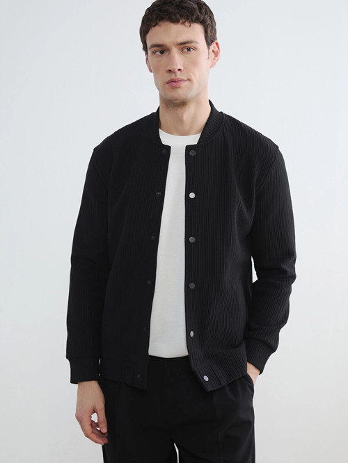 Erkek Vision Siyah Kolej Yaka Sweatshirt