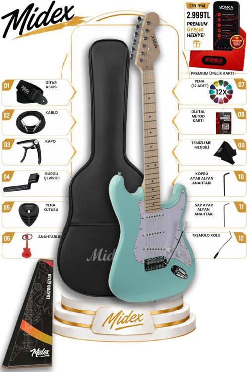 RPH-30GR Maple Klavye Strat Kasa SSS Elektro Gitar Seti