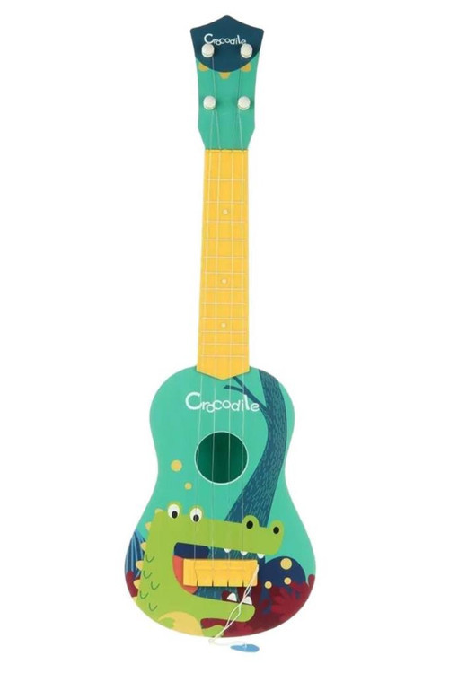 RKU-06GR Plastik Yeşil Timsah Desenli Çocuk Oyuncak Ukulele