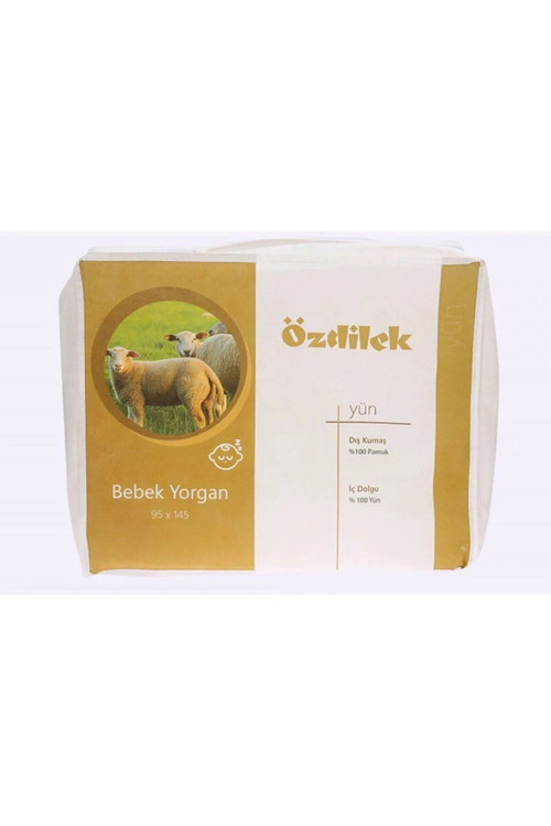 Beyaz Yün Bebek Yorganı 95x145