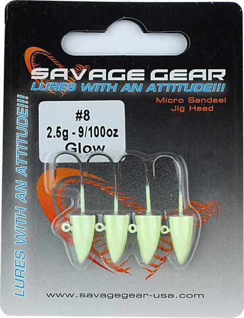 LRF Micro Sandeel Jigghead 3 g. #8 4pcs Glow Suni Yem
