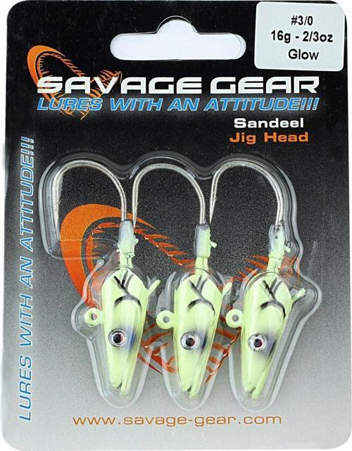 Sandeel Jig Head 16g 3/0 - 3pcs Glow Suni Yem